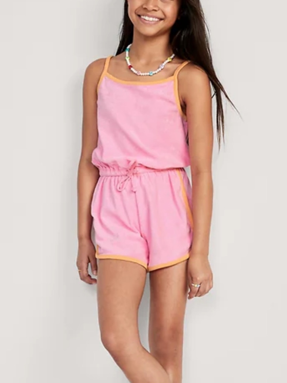 Old Navy Girls' Sleeveless Loop Terry Cinched Waist Romper